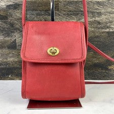 Old Coach Turnlock Shoulder Bag, Red Glovetanned Leather #QY0FUU