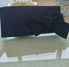 Christian Louboutin Satin Clutch Bag, Black, Ribbon, Party, Size 20 #QY2SG4
