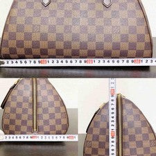 LOUIS VUITTON Damier Ebene MM Canvas Handbag Women Japanese #PCH5I6