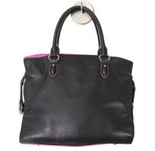 LOEWE Flamenco Handbag, Black x Pink, Silver, Nappa Leather #QY90KT