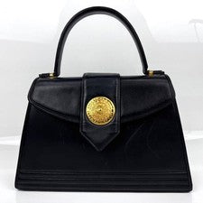 Yves Saint Laurent formal bag, gold hardware, center logo, leather, blac #QY8E1I