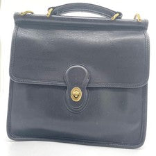 Old Coach Willis 2-way bag, turn-lock closure, leather, black. #QY6NRU