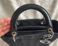 DIOR Lady Dior Cannage Black Denim Handbag #QYDZ0A