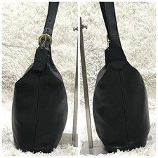 High-quality leather Old Coach one-shoulder bag, black. #QY55MF