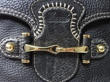 Gucci Horsebit Handbag, Classic Finish, Grained Leather, Black #QYL9I5