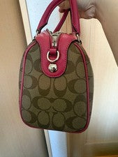 COACH Boston bag, brown and pink, Canvas/Leather #QY7AUY