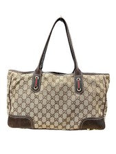 GUCCI Sherry Ribbon GG Monogram Tote Bag Brown with Dust Bag #PCAJ3K