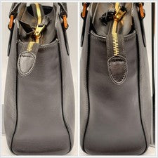 PRADA Saffiano Soft Handbag, Black with Gold Hardware, Leather, A4 Size #QY3VPG