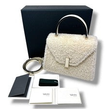 Valextra Mini Iside handbag, ivory, shearling, and sheepskin. #QYFGS1