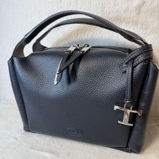 TOD’S Leather Baulette Mini Bag, Navy #QYG3GY