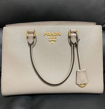 PRADA Saffiano 2-way handbag Gray #QYG540