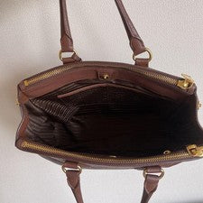 PRADA Brown Leather Handbag 2-Way Shoulder Strap #QYAC1M