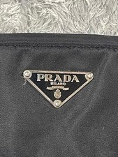 Classic Prada tote bag with triangular logo plate, nylon x leather. #QY3OM8
