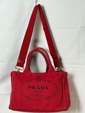 PRADA Canapa Red 2-Way Handbag/Shoulder Bag #QYINV4