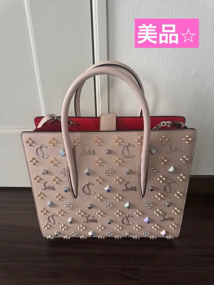 Christian Louboutin Red Studs 2Way Shoulder Handbag Used Mint #QY9FMZ