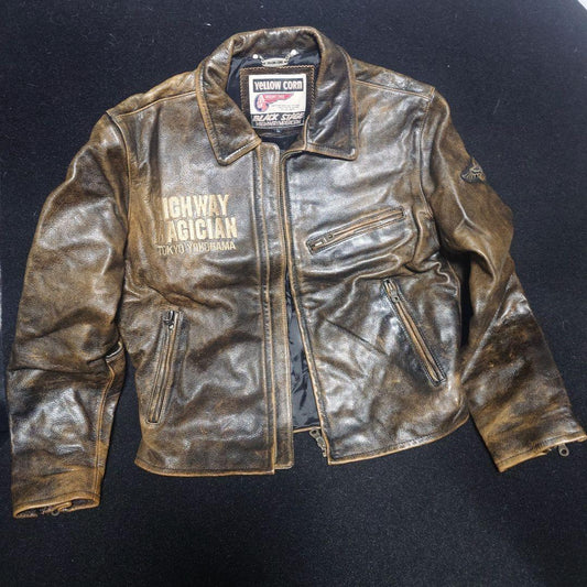 YeLLOW CORN genuine leather jacket (without tags, some scuffs) #QY25DO