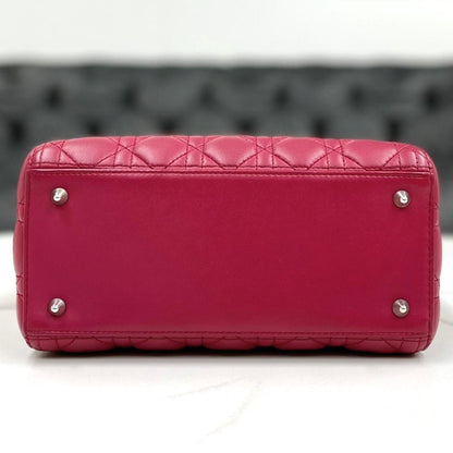 Christian Dior Lady Dior Wine Red Lambskin 2-Way Bag W24cm #QYDYSS