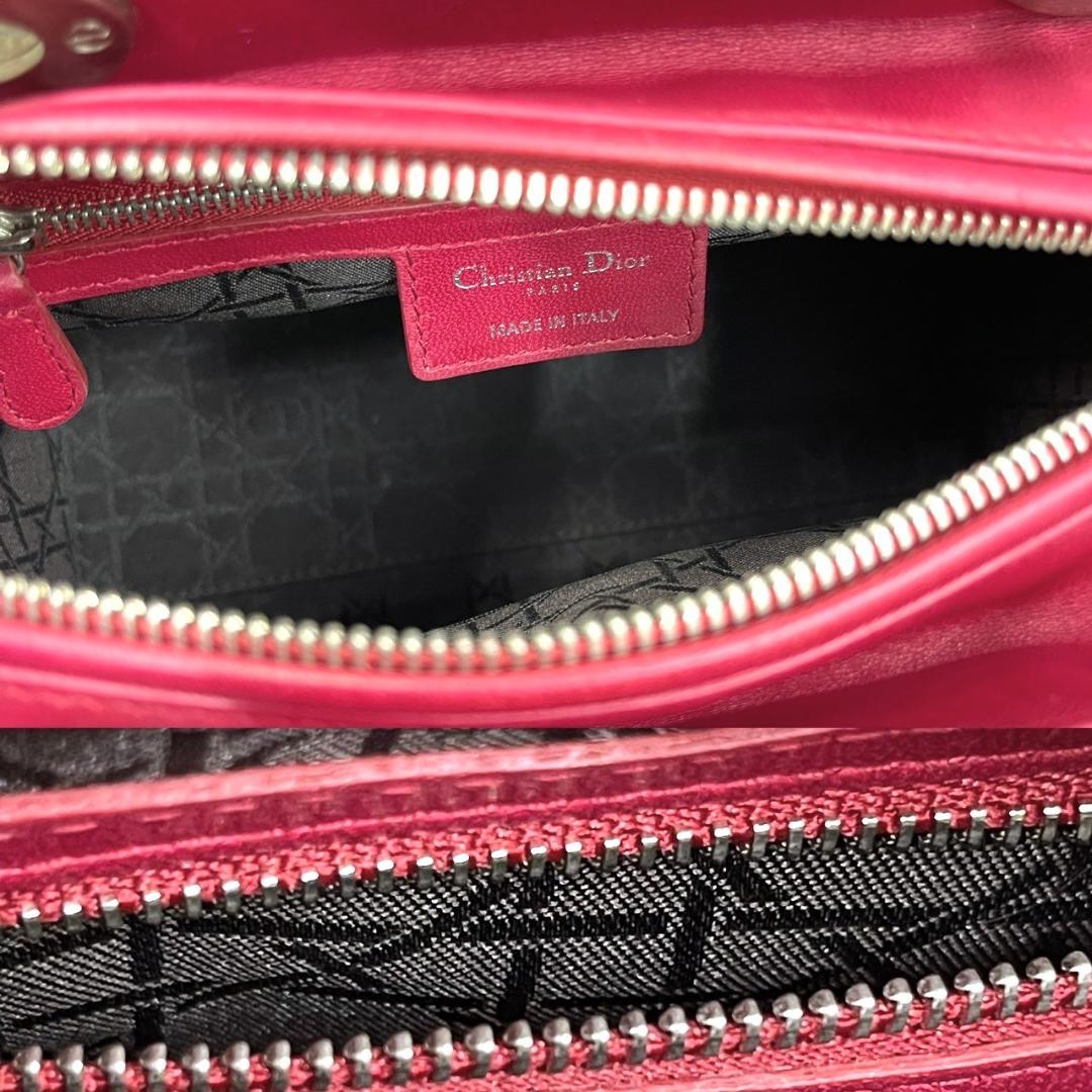 Christian Dior Lady Dior Wine Red Lambskin 2-Way Bag W24cm #QYDYSS