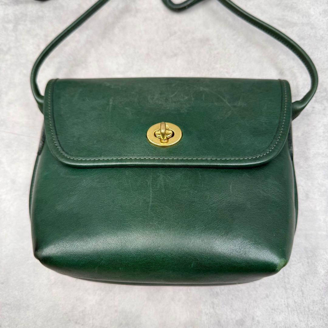 COACH Old Coach Shoulder Bag, Made in USA, Green Leather #QYIGAN