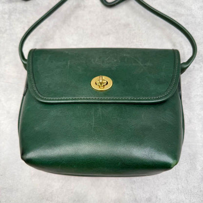 COACH Old Coach Shoulder Bag, Made in USA, Green Leather #QYIGAN