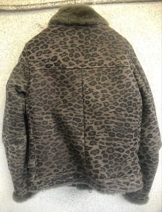 Undercover 2008AW Leopard Print Mouton Rider's Jacket, Size 2 #QYI7XA