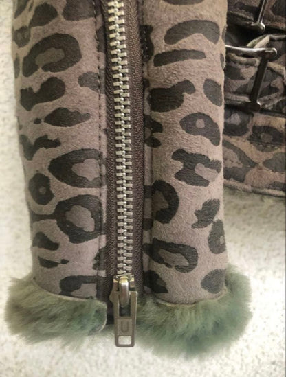 Undercover 2008AW Leopard Print Mouton Rider's Jacket, Size 2 #QYI7XA