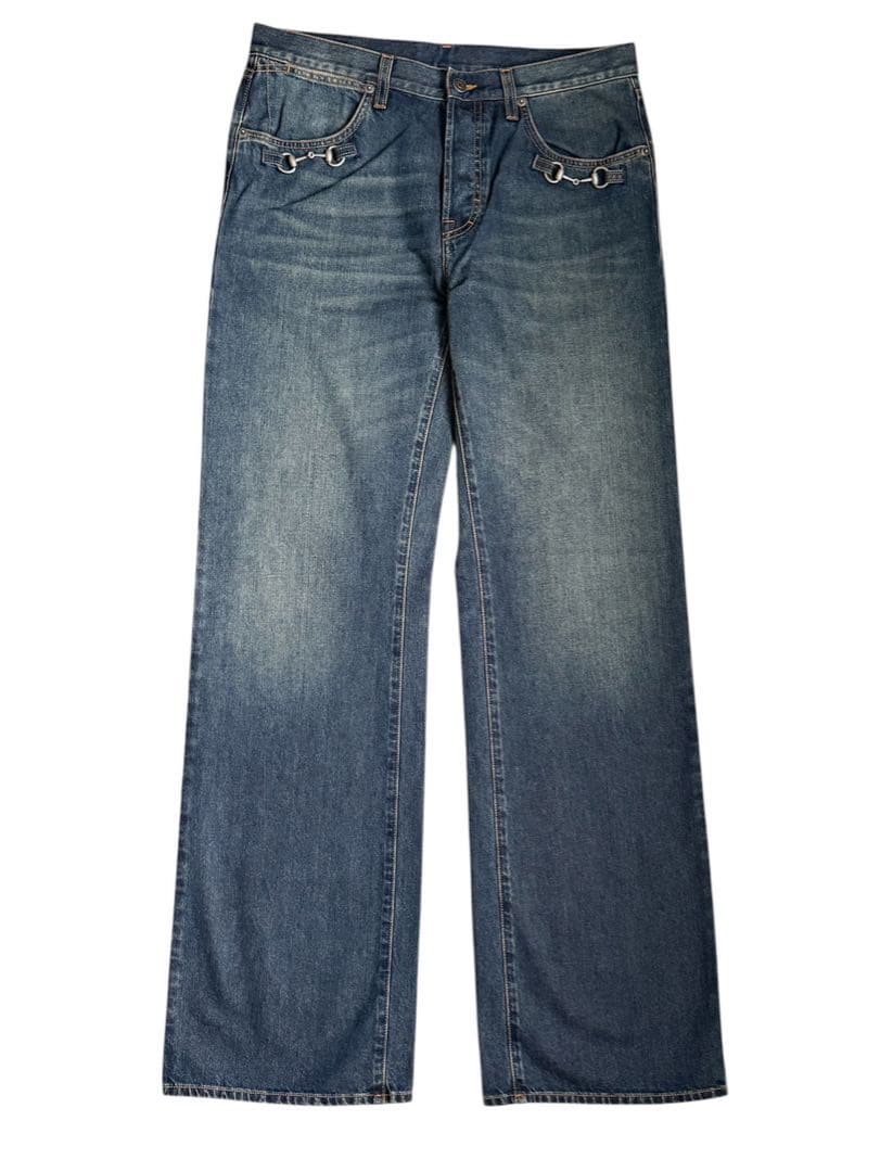 SS26 Gucci Demna Horsebit Washed Denim #QY60EB