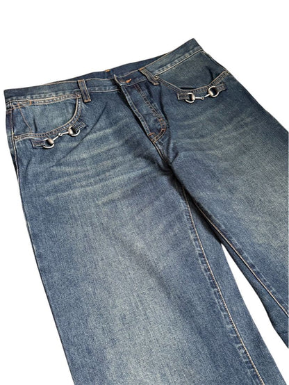 SS26 Gucci Demna Horsebit Washed Denim #QY60EB