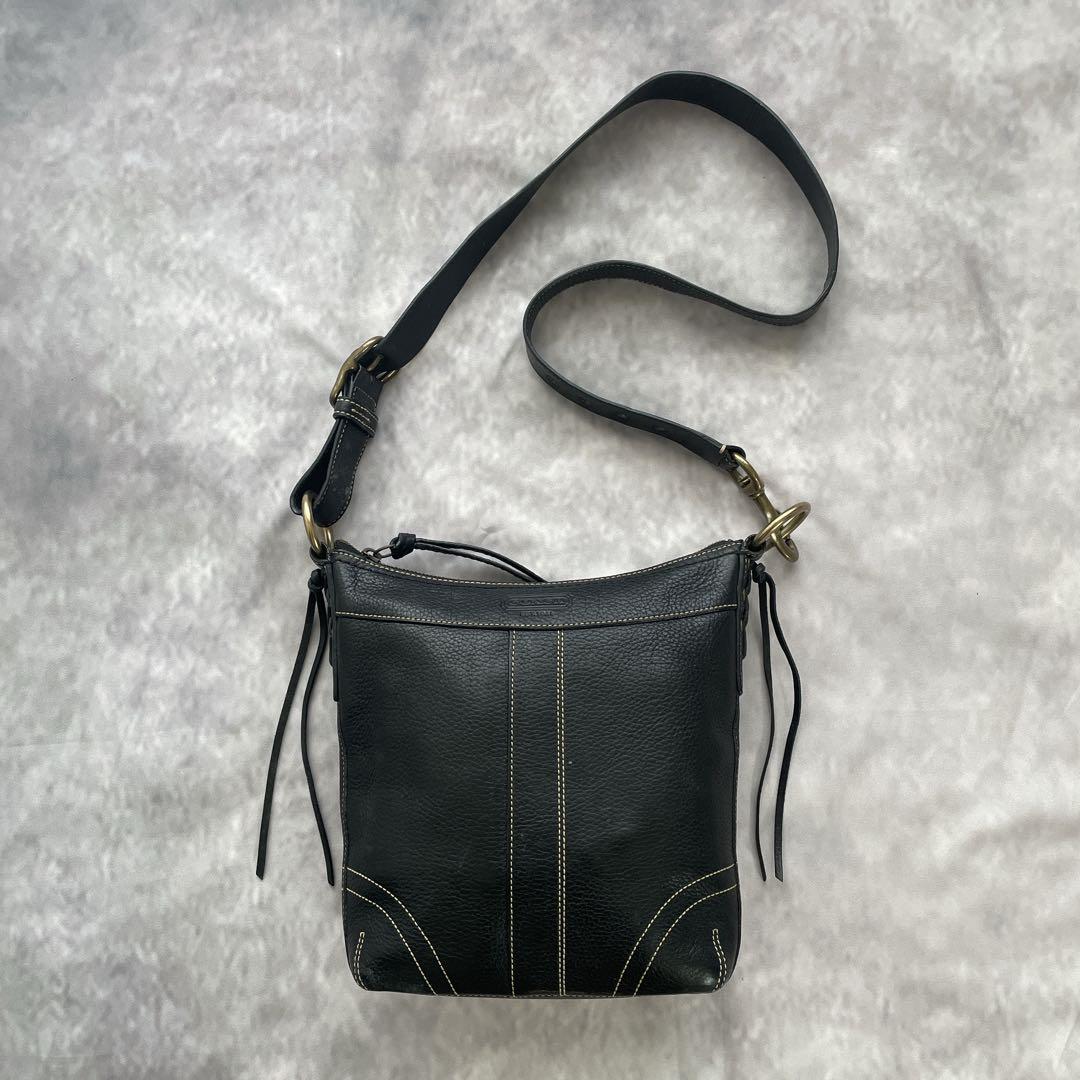 OLD coach shoulder bag black leather y2k #QY6897