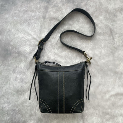 OLD coach shoulder bag black leather y2k #QY6897
