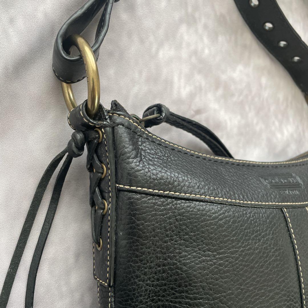 OLD coach shoulder bag black leather y2k #QY6897
