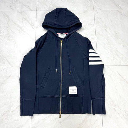 Thom Browne 4-bar Tricolor Double-Zip Hoodie, Navy, One Size #QY9VKY