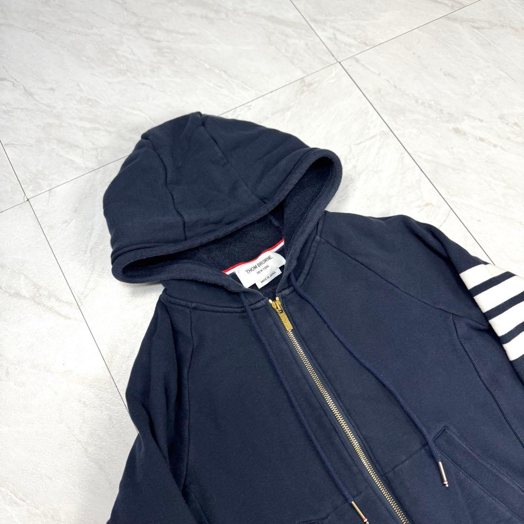Thom Browne 4-bar Tricolor Double-Zip Hoodie, Navy, One Size #QY9VKY