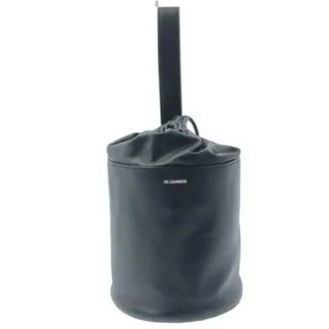 JIL SANDER Drawstring Leather Bucket Bag Black Mint #QYGCNN
