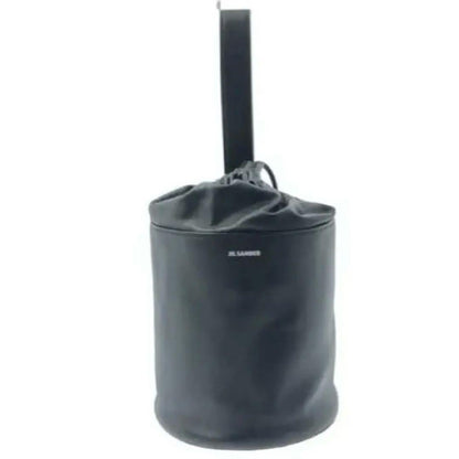 JIL SANDER Drawstring Leather Bucket Bag Black Mint #QYGCNN