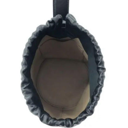 JIL SANDER Drawstring Leather Bucket Bag Black Mint #QYGCNN