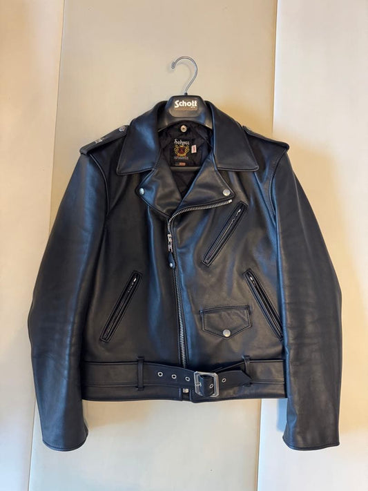 Schott Black Leather Jacket Size 40 #QYBLGV