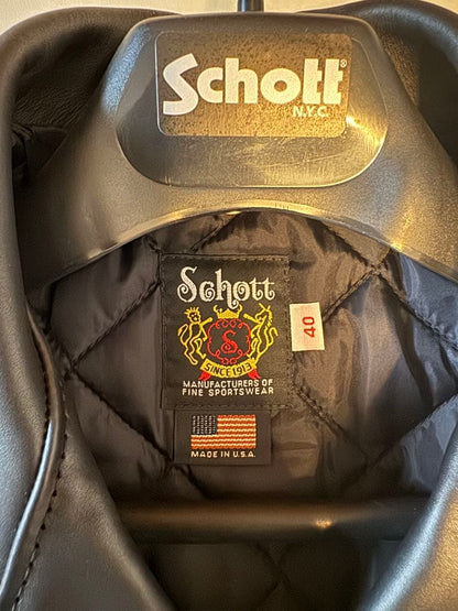 Schott Black Leather Jacket Size 40 #QYBLGV