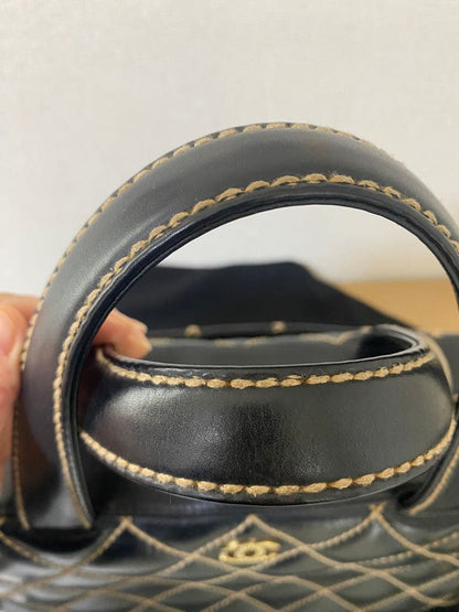 CHANEL Wild Stitch Black Quilted Leather Handbag W32.5cm #QYACQD