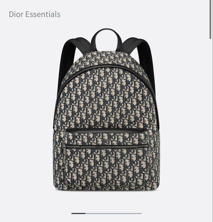 DIOR Oblique Canvas Backpack Navy Blue #QY8D6J