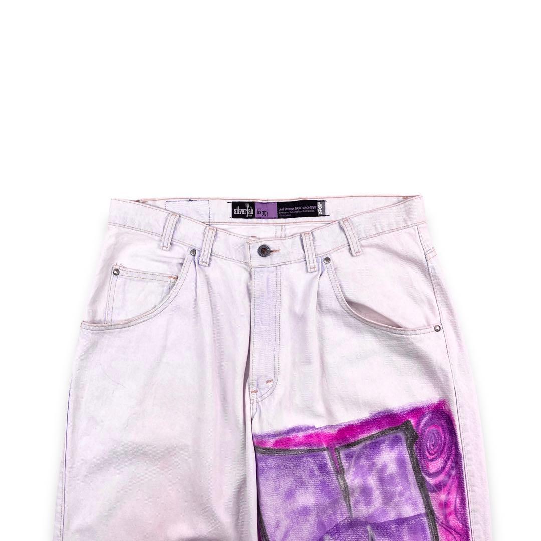 Levi's Silver Tab Baggy Denim Bleached Jeans, Made in USA #QY7C6Y