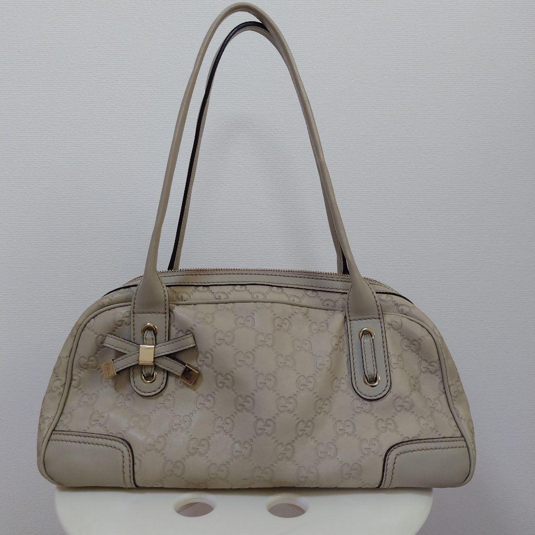 Gucci Shima leather handbag, ivory color. #QYK7NX