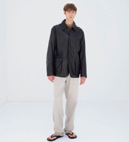 AURALEE 26SS TEXTURED LAMB LEATHER BLOUSON #QY905U