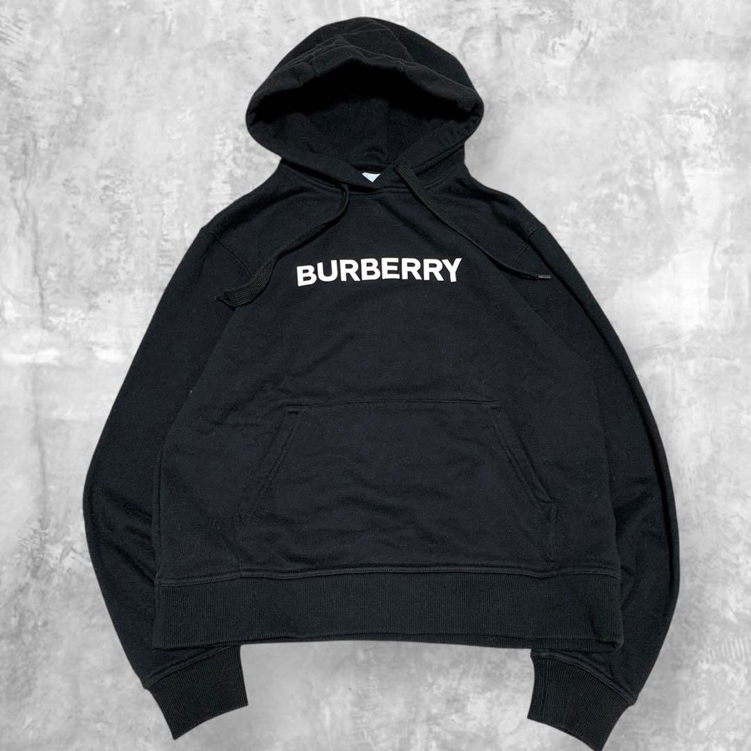 Burberry logo hoodie in black cotton. #QYGY8Z