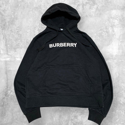 Burberry logo hoodie in black cotton. #QYGY8Z