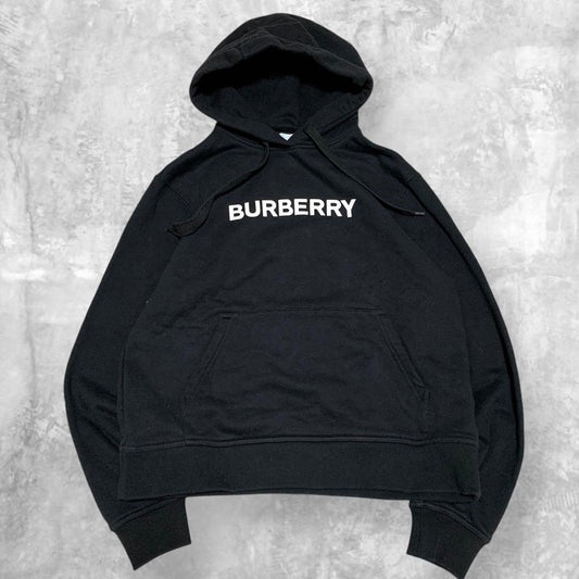 Burberry logo hoodie in black cotton. #QYGY8Z