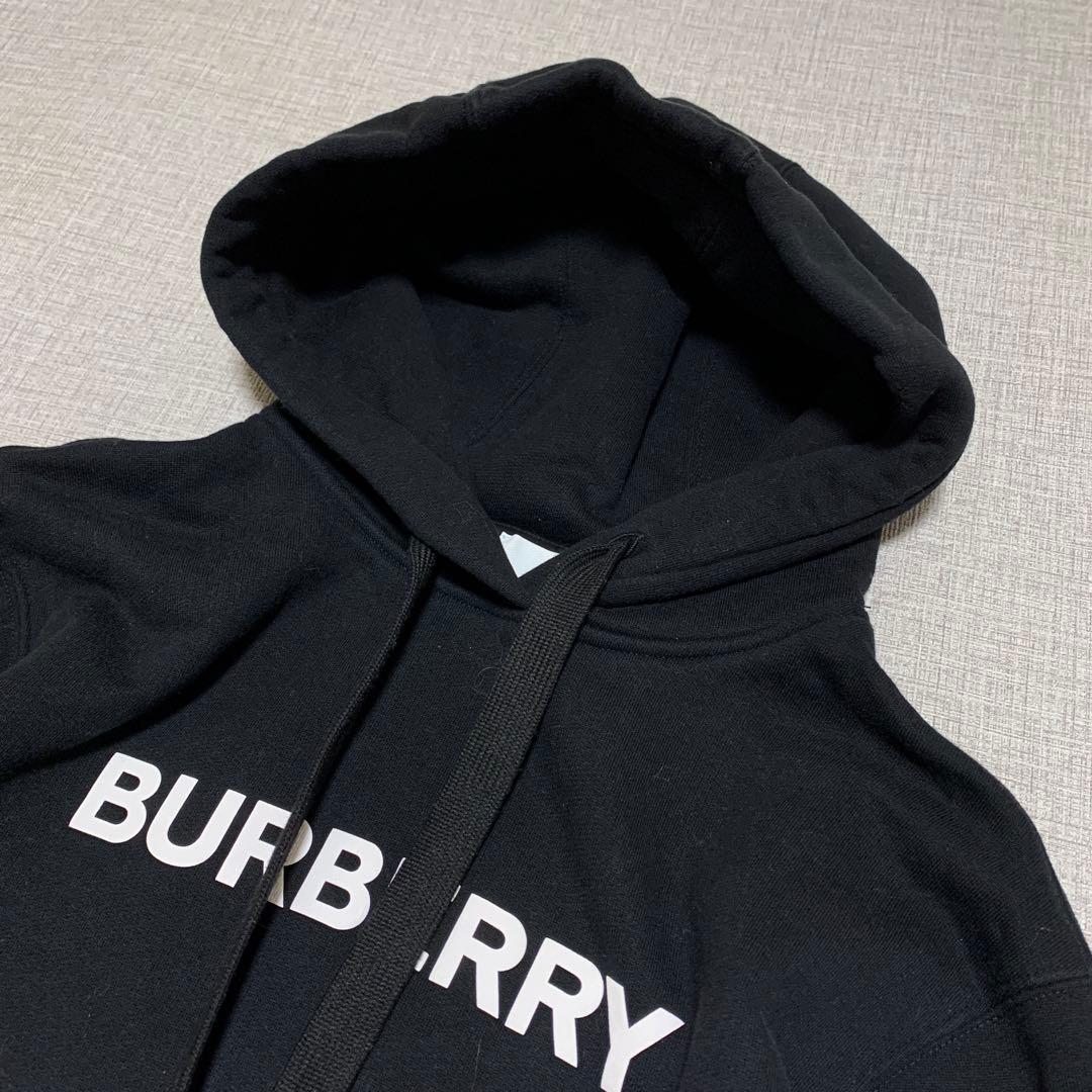 Burberry logo hoodie in black cotton. #QYGY8Z