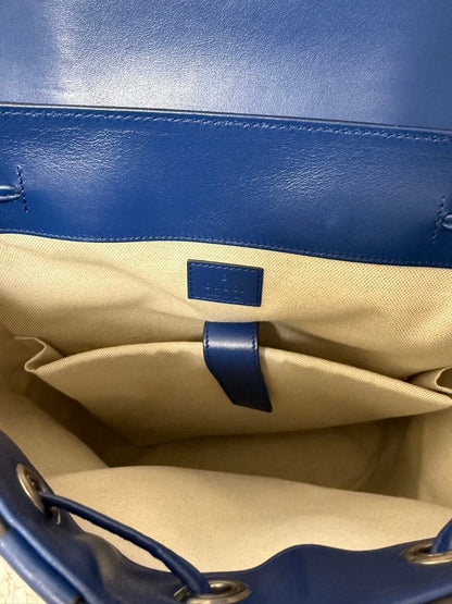 GUCCI GG Pattern Leather Backpack Blue Navy #QYKLCX