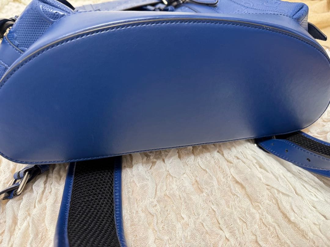 GUCCI GG Pattern Leather Backpack Blue Navy #QYKLCX