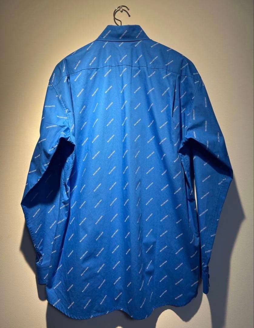BALENCIAGA 2021 Logo All-Over Print Long Sleeve Size 37 #QY6FIT